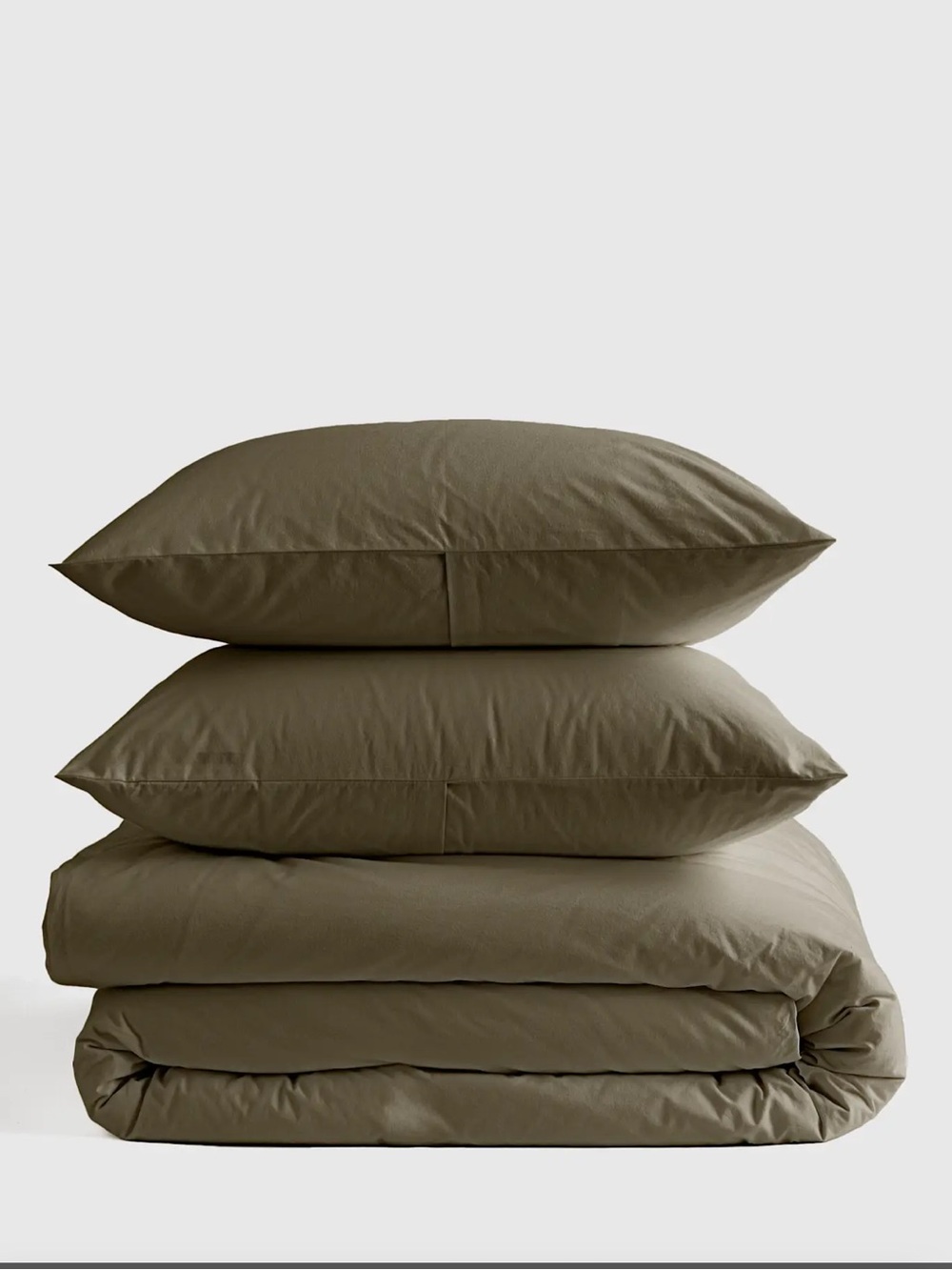NEW Quince Organic Brushed Cotton Duvet Cover Olive Green
